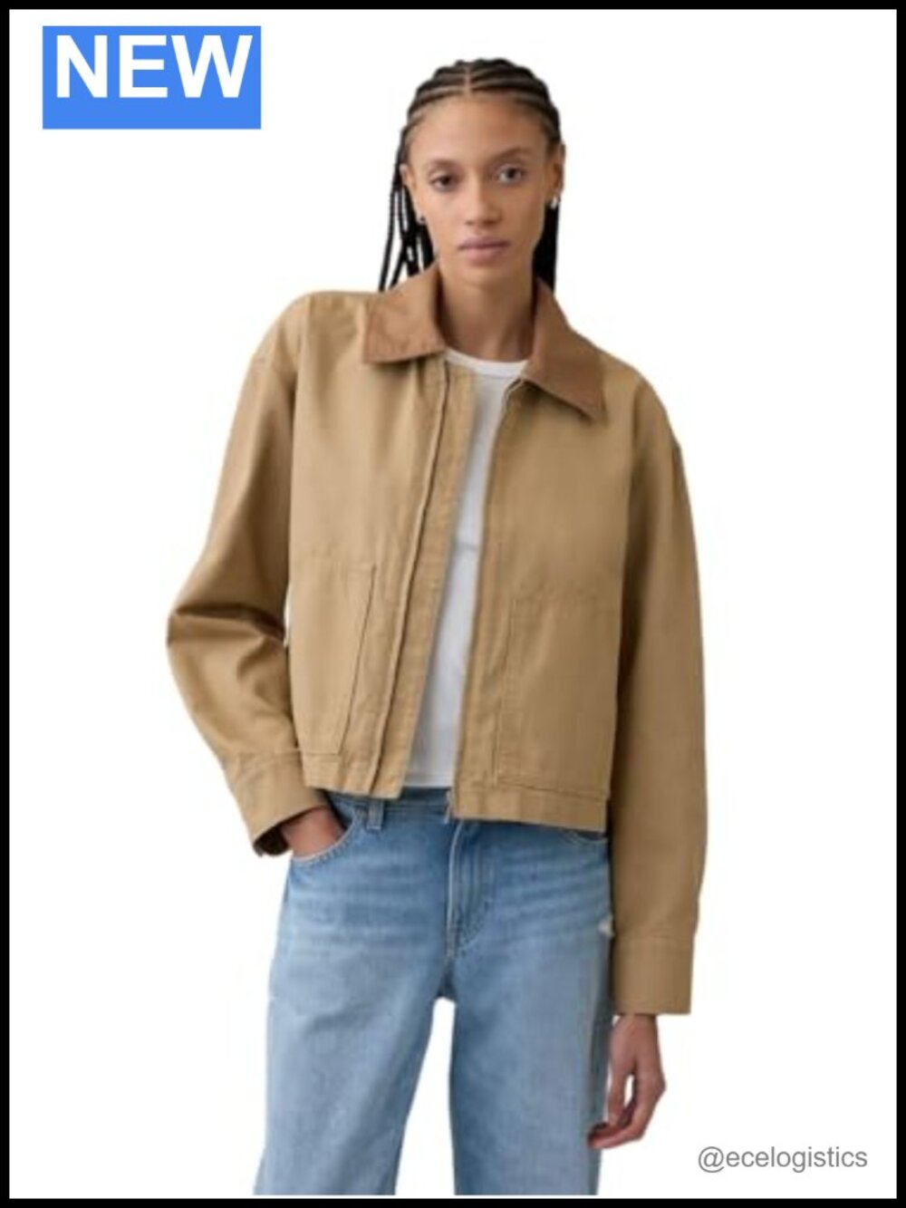 GAP Women's Cropped Barn Jacket - Cotton Blend Casual Jacket
